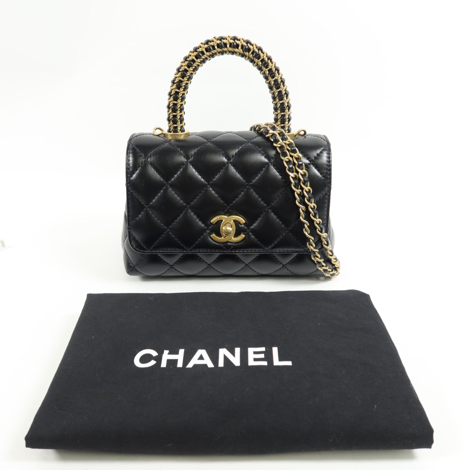 CHANEL 牛皮皮革Mini Coco Handle手挽肩背兩用袋