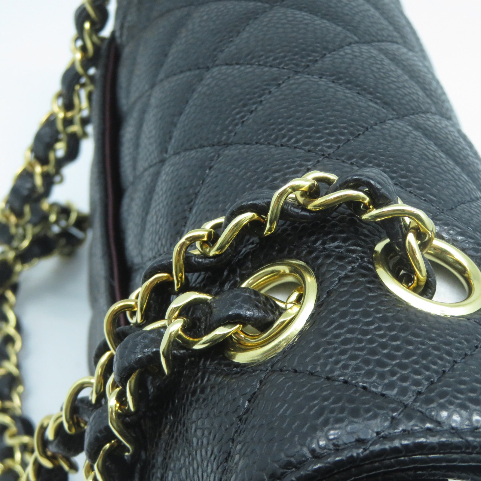 CHANEL 【激減優惠】菱格Caviar皮革Chain Shoulder Bag金扣鏈帶肩背袋黑色