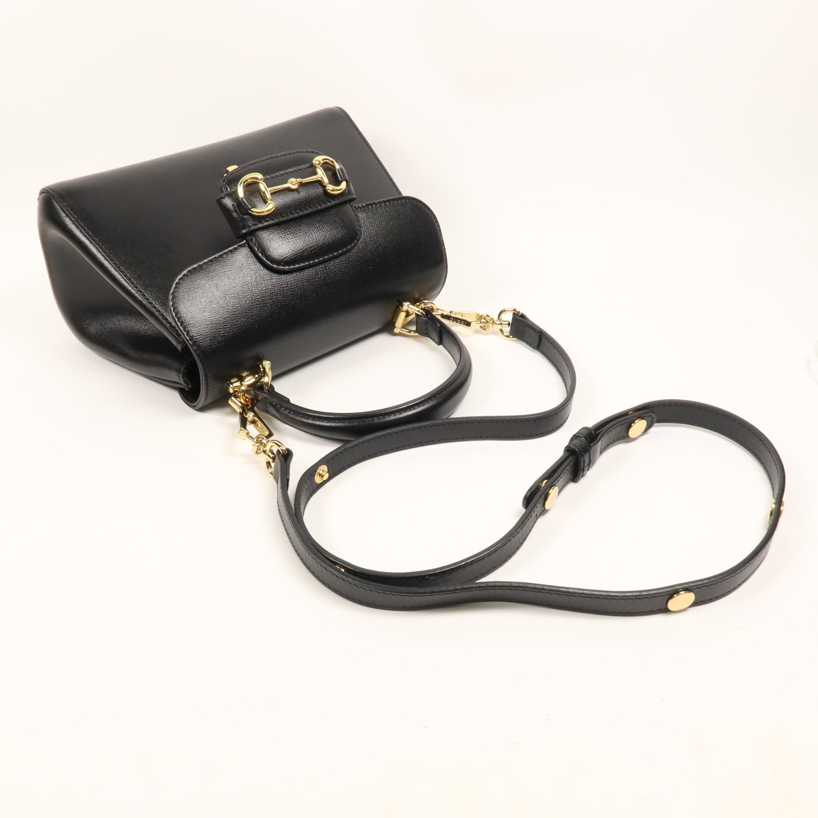 GUCCI 牛皮皮革Horsebit 1955金扣手挽肩背兩用袋