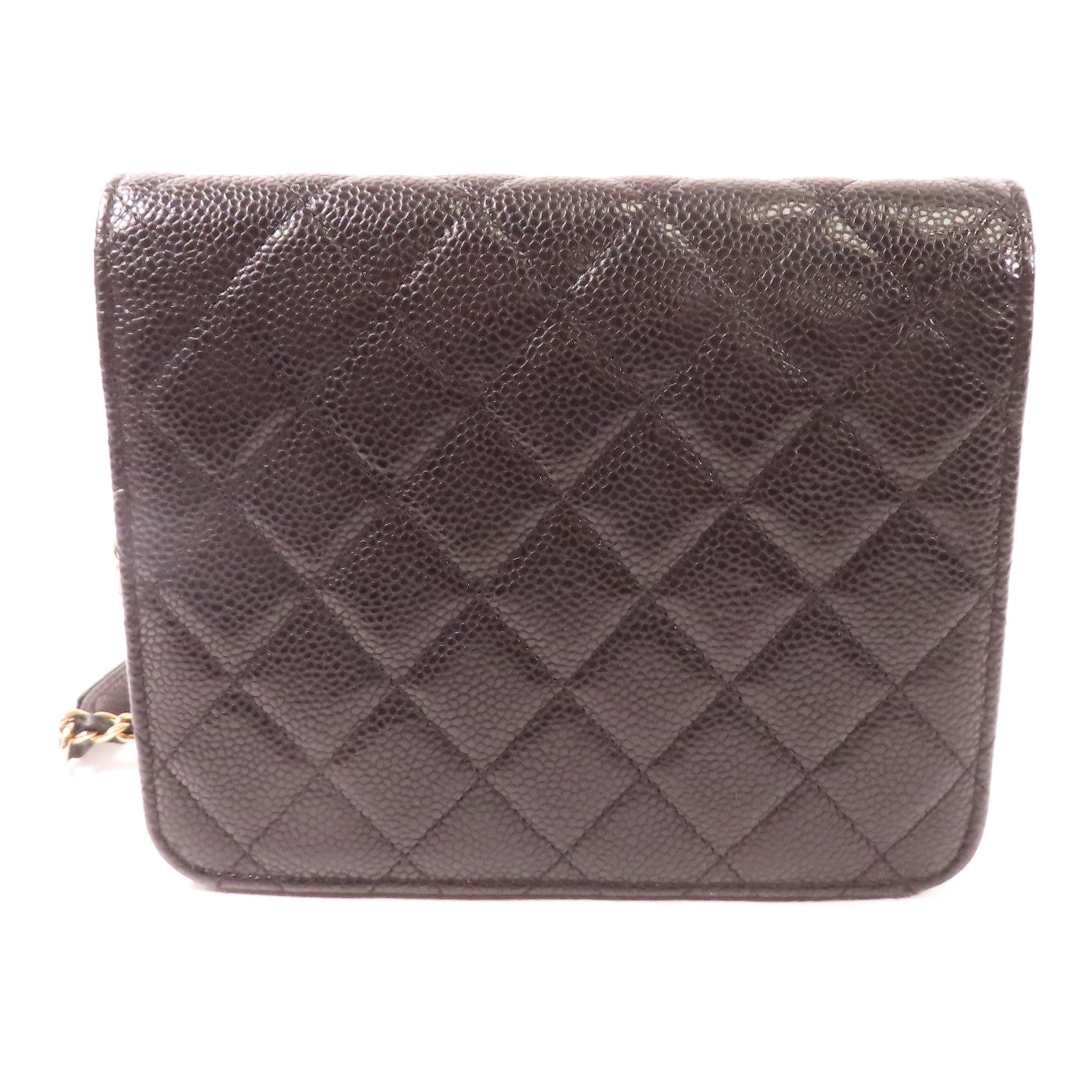 CHANEL 牛皮皮革Square WOC金扣鏈帶肩背袋