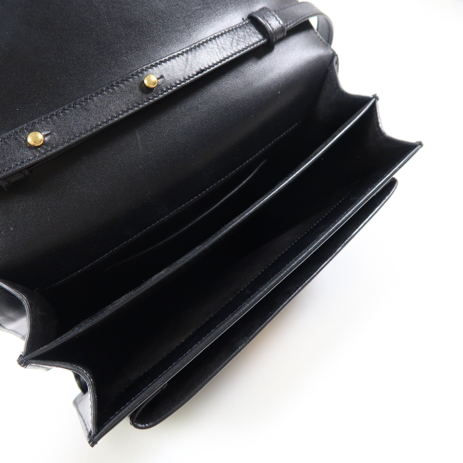 SAINT LAURENT 牛皮皮革Shoulder Bag金扣手挽肩背兩用袋黑色