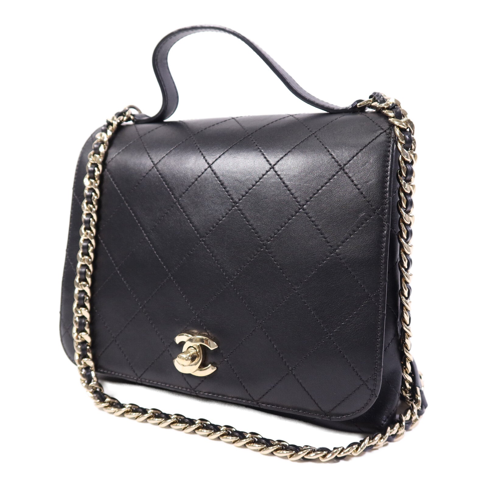 CHANEL 羊皮皮革Chain Shoulder Bag金扣鏈帶肩背袋