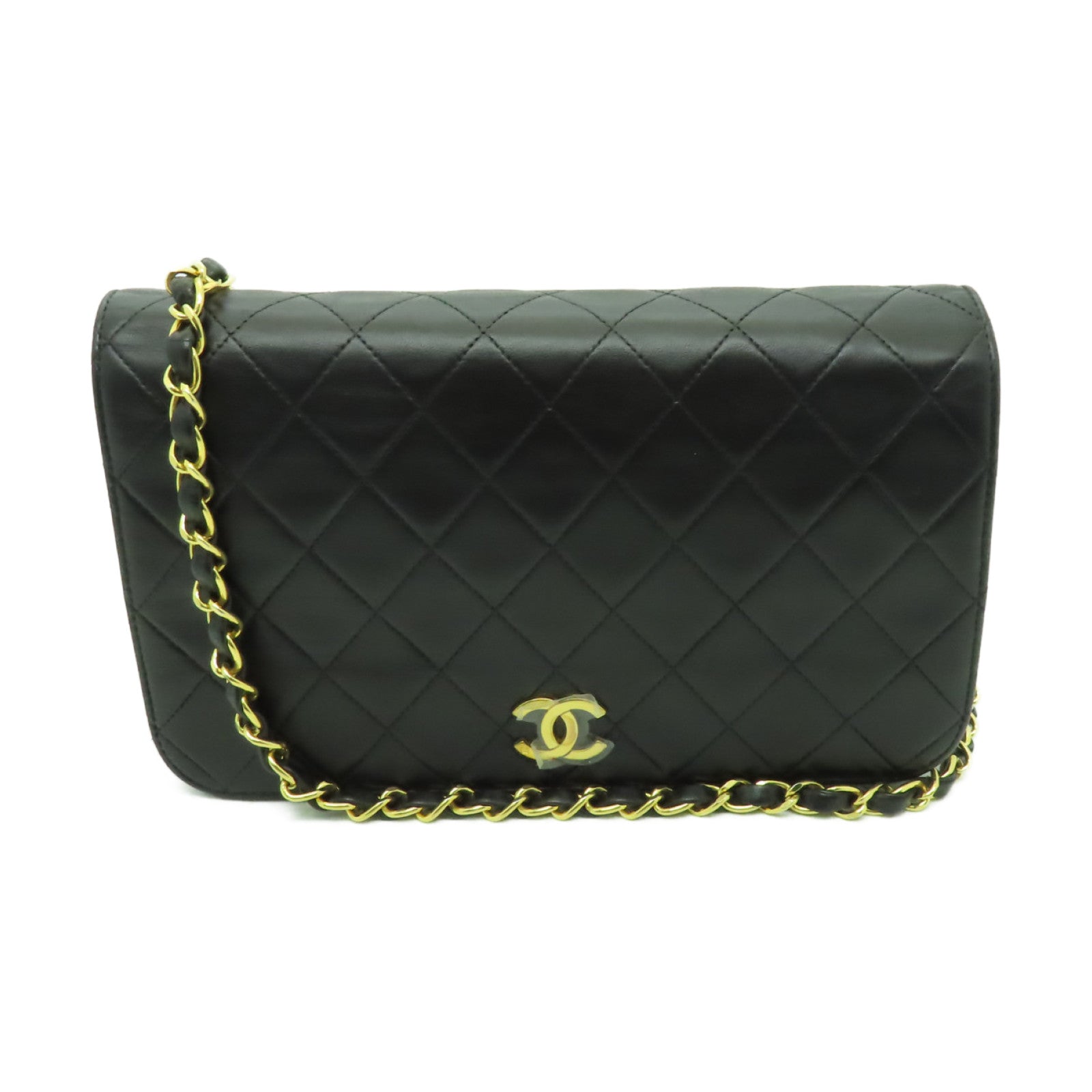 CHANEL 【清倉大減價】菱格Materasse Chain Shoulder金扣肩背袋黑色