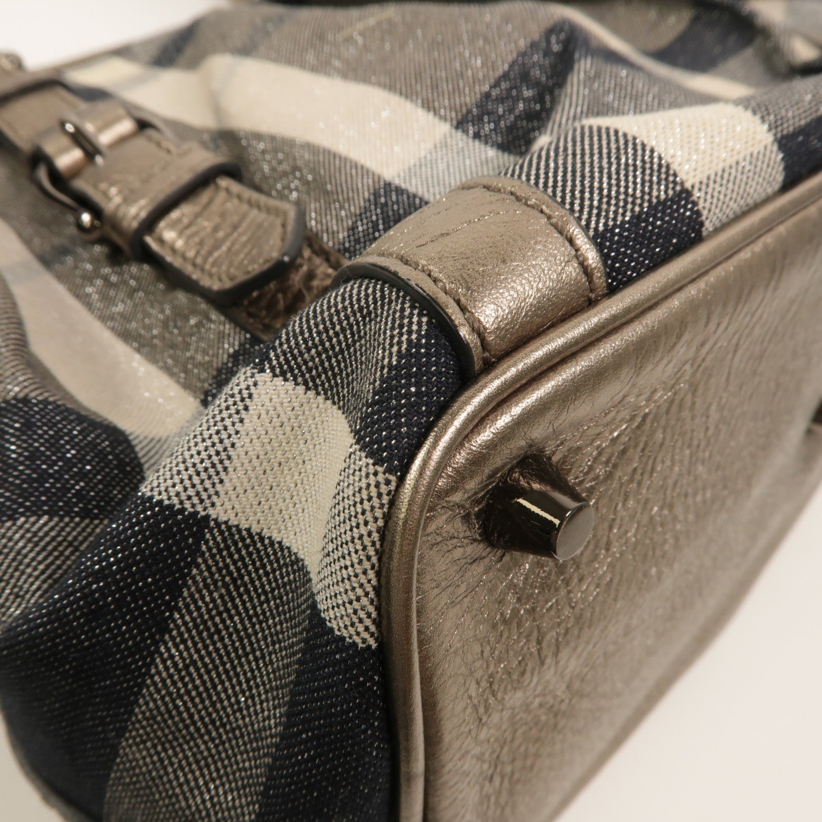 BURBERRY 帆布Beat Check Lowry Tote手挽肩背兩用袋