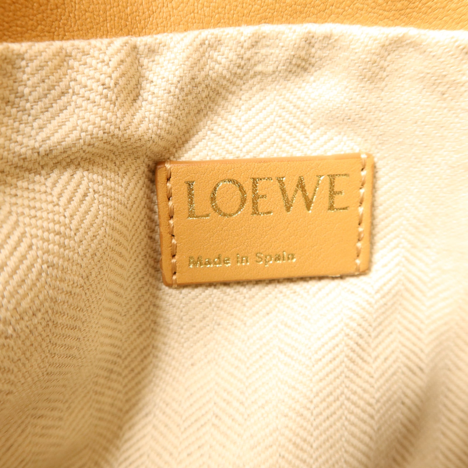 LOEWE 帆布/牛皮皮革Flamenco Medium金扣肩背袋