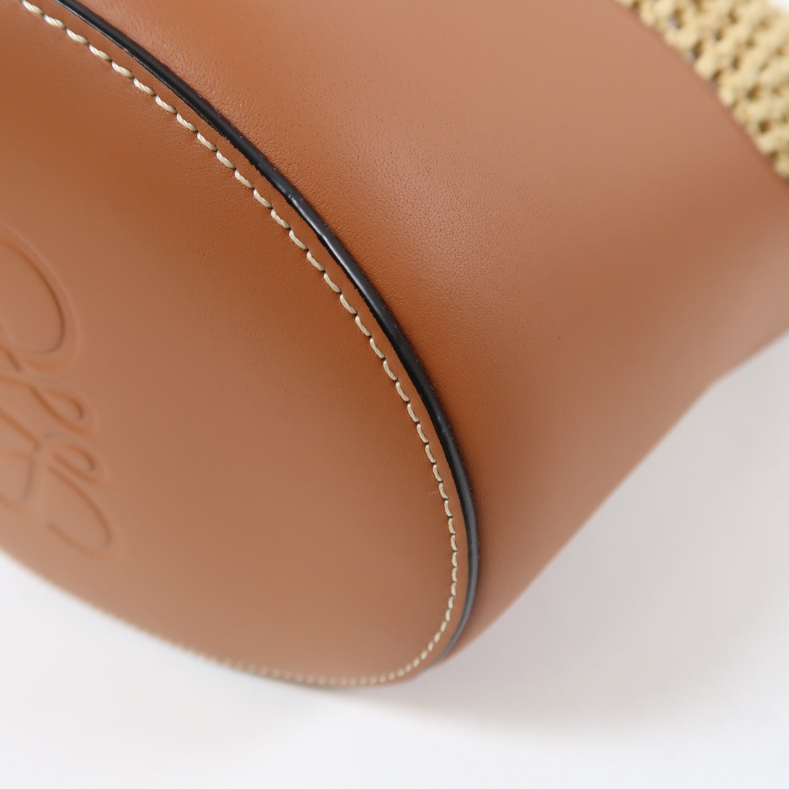 LOEWE Raffia/牛皮皮革Balloon Bag金扣手挽肩背兩用袋