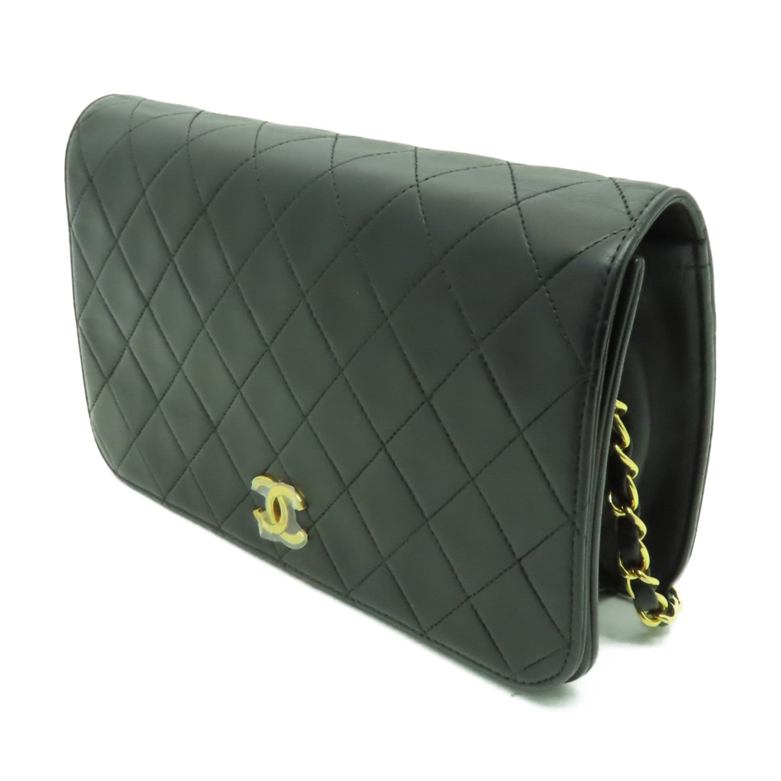 CHANEL 【清倉大減價】菱格Materasse Chain Shoulder金扣肩背袋黑色