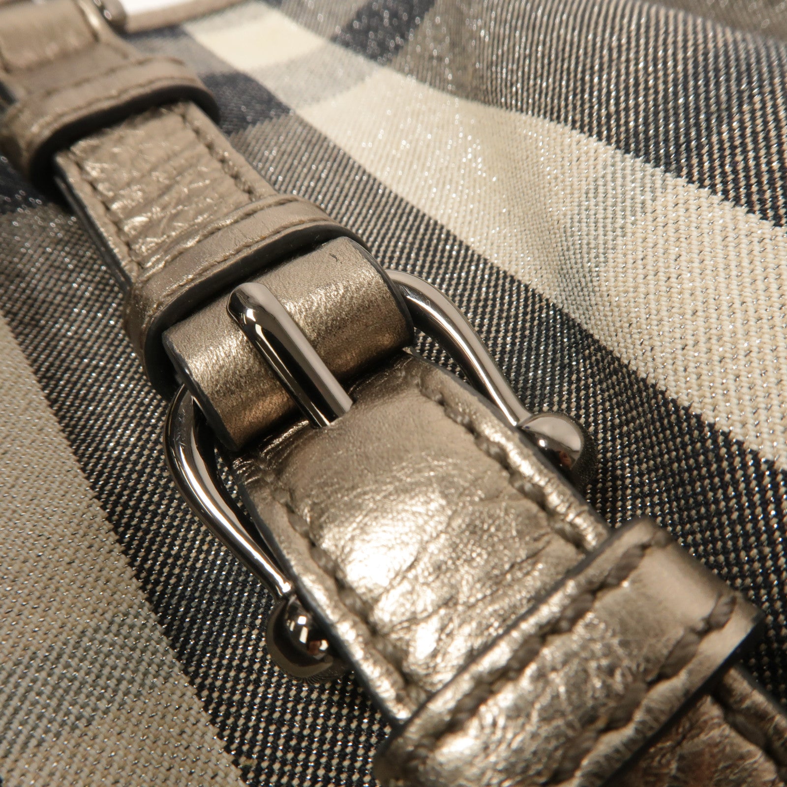 BURBERRY 帆布Beat Check Lowry Tote手挽肩背兩用袋