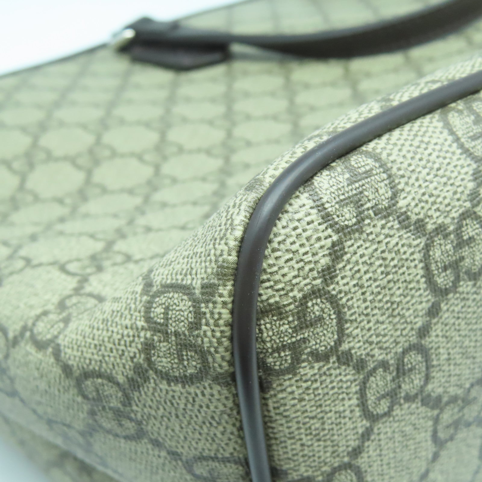 GUCCI 塗層帆布2Way Shoulder銀扣手挽肩背兩用袋啡色