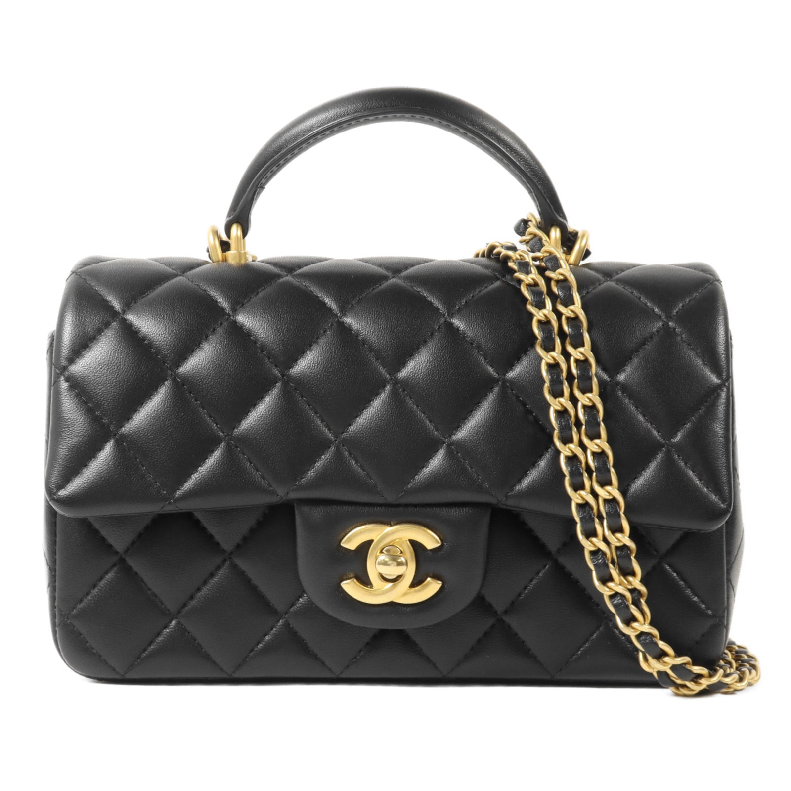 CHANEL 羊皮皮革Chain Shoulder鏈帶手挽肩背兩用袋