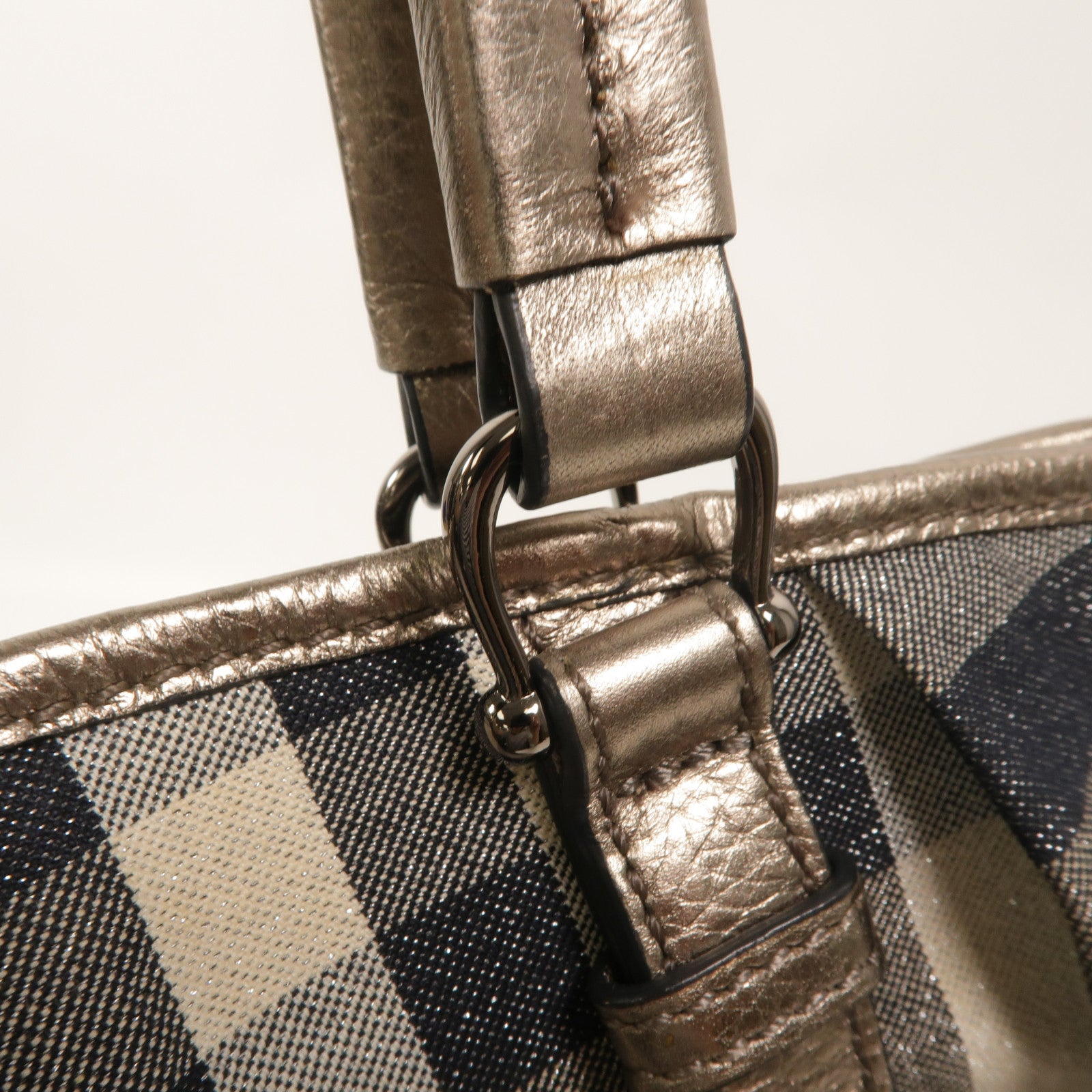BURBERRY 帆布Beat Check Lowry Tote手挽肩背兩用袋