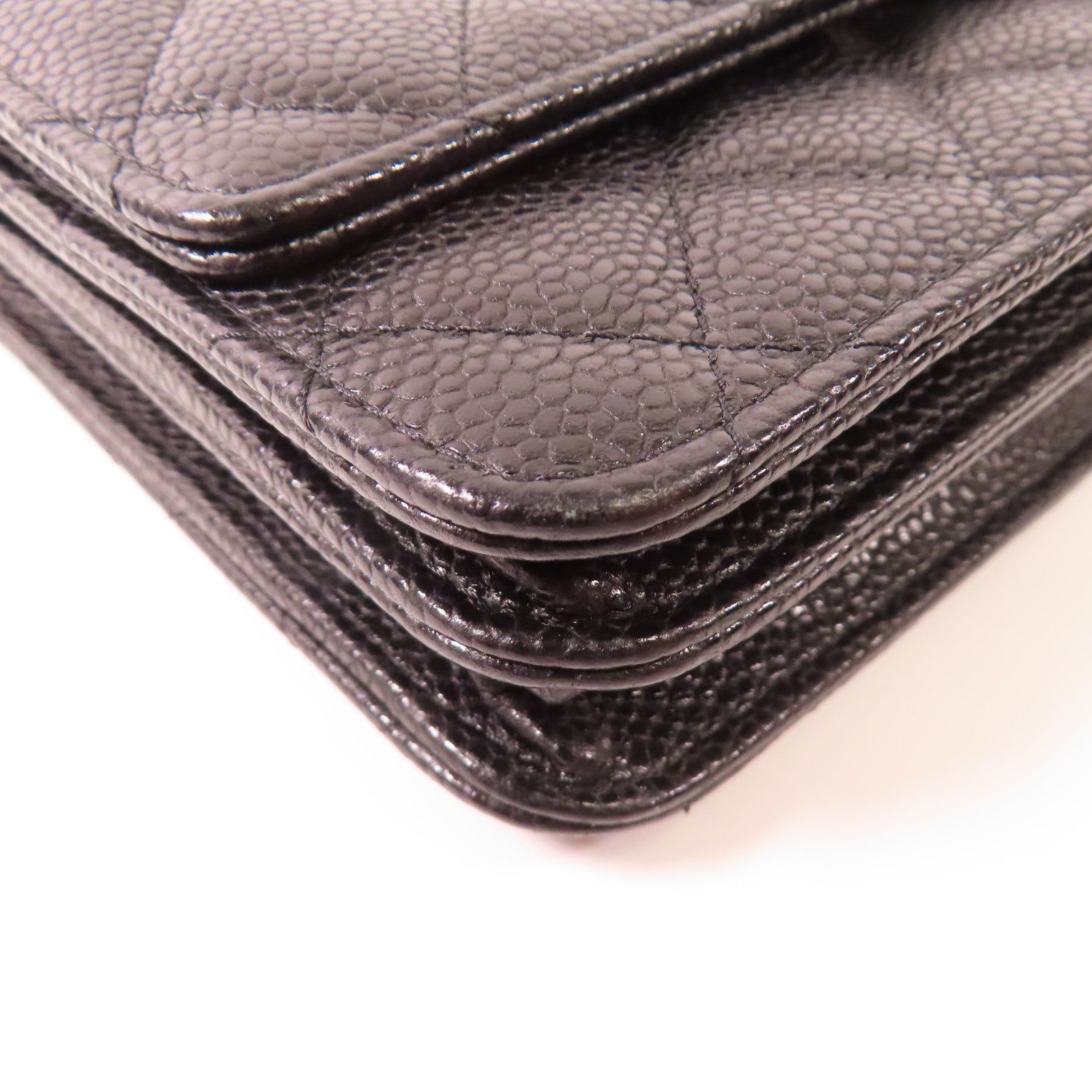 CHANEL 牛皮皮革Square WOC金扣鏈帶肩背袋