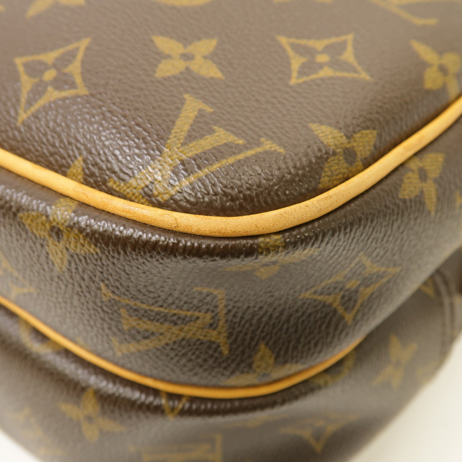 LOUIS VUITTON Monogram Reporter PM金扣肩背袋棕色