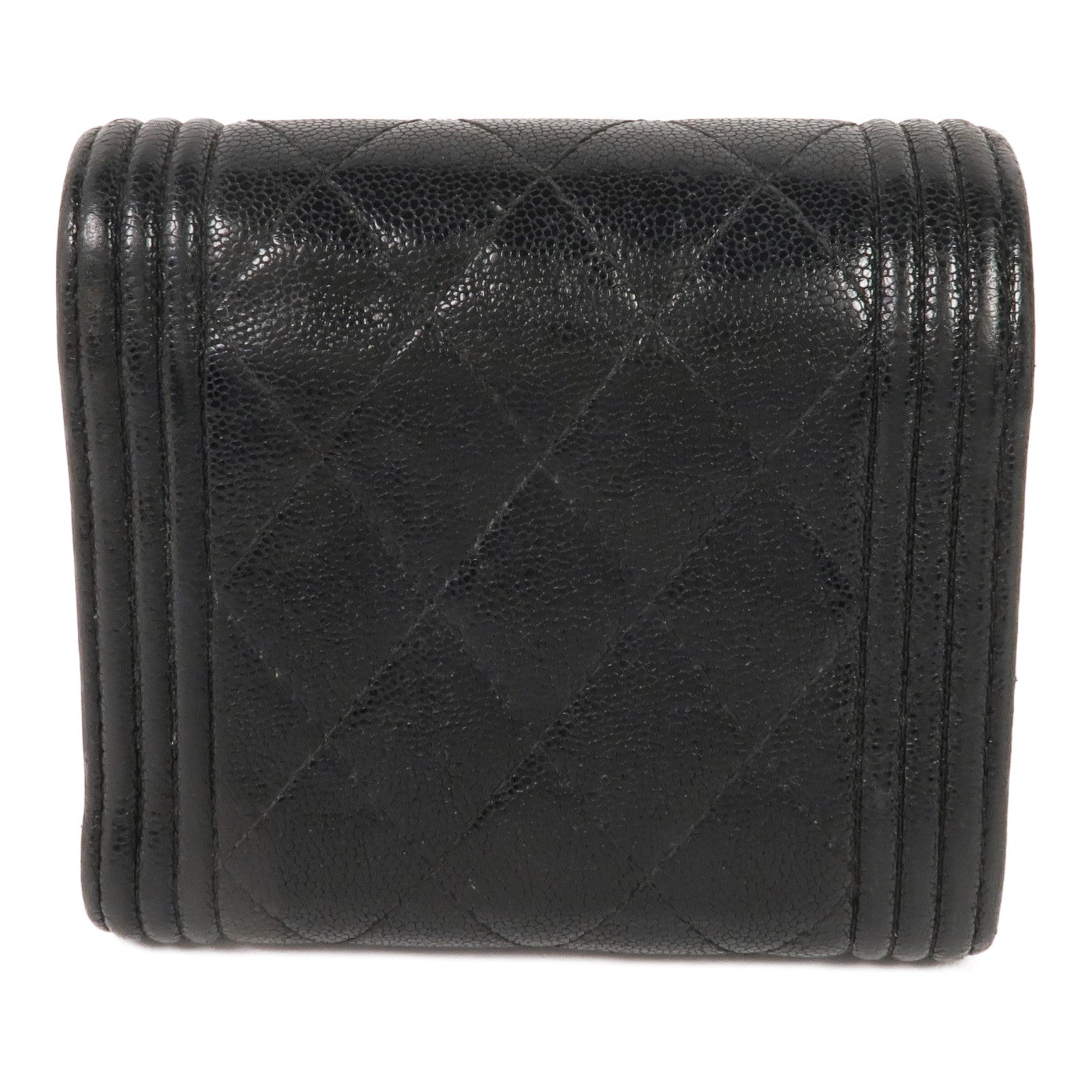 CHANEL 牛皮皮革Boy Trifold Wallet金扣錢包