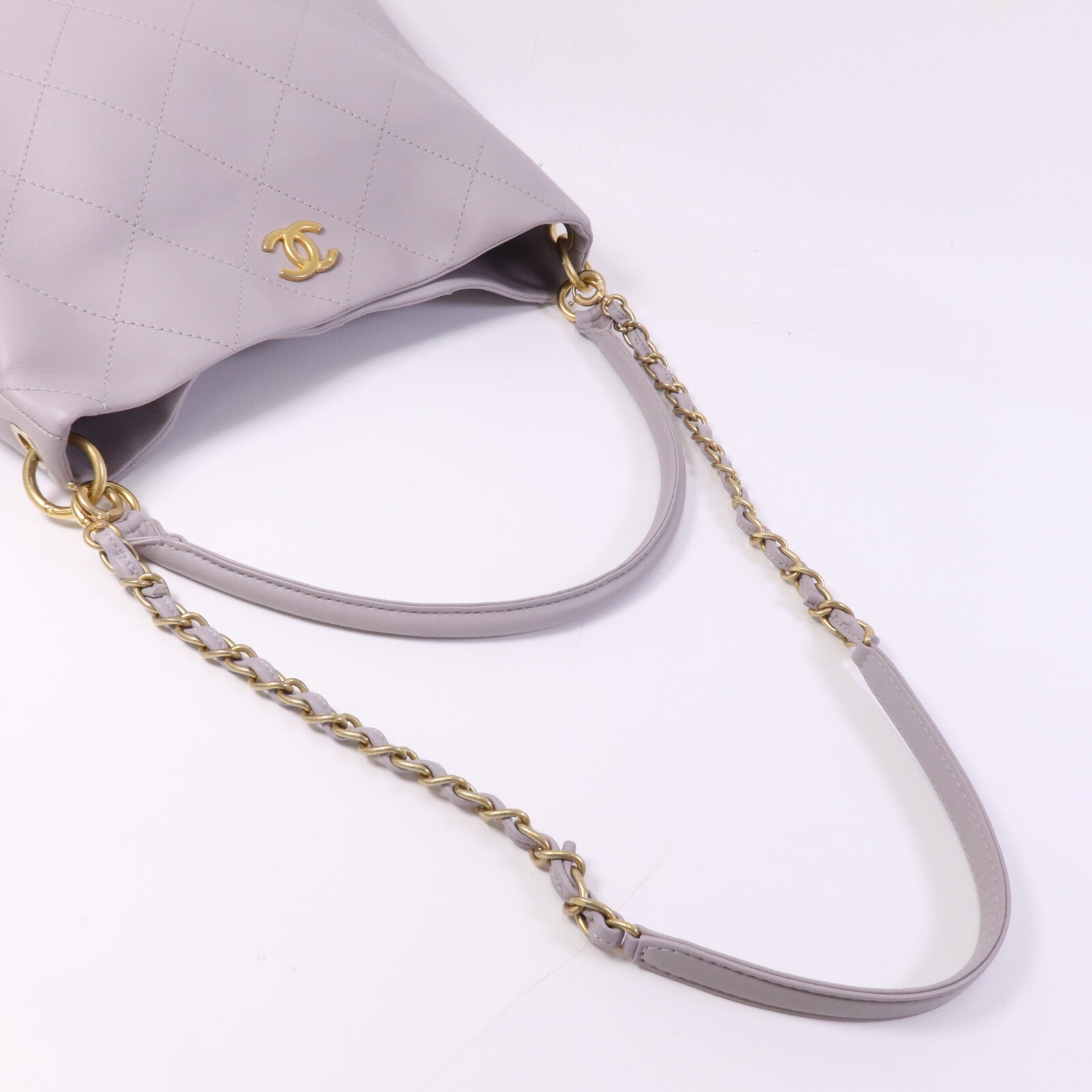 CHANEL 牛皮皮革2 Way Hobo Bag金扣肩背袋