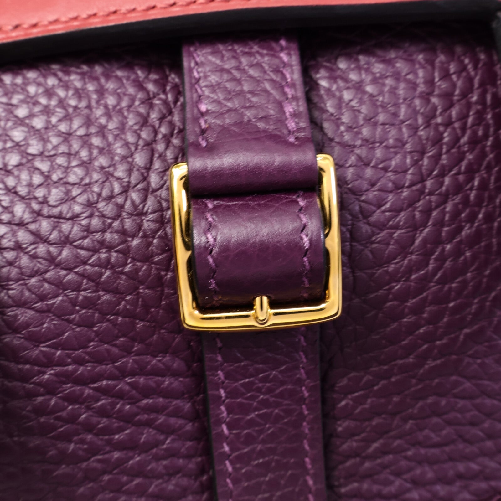 HERMES Clemence皮革Halzan 25手挽肩背兩用袋Cassis/Grenat