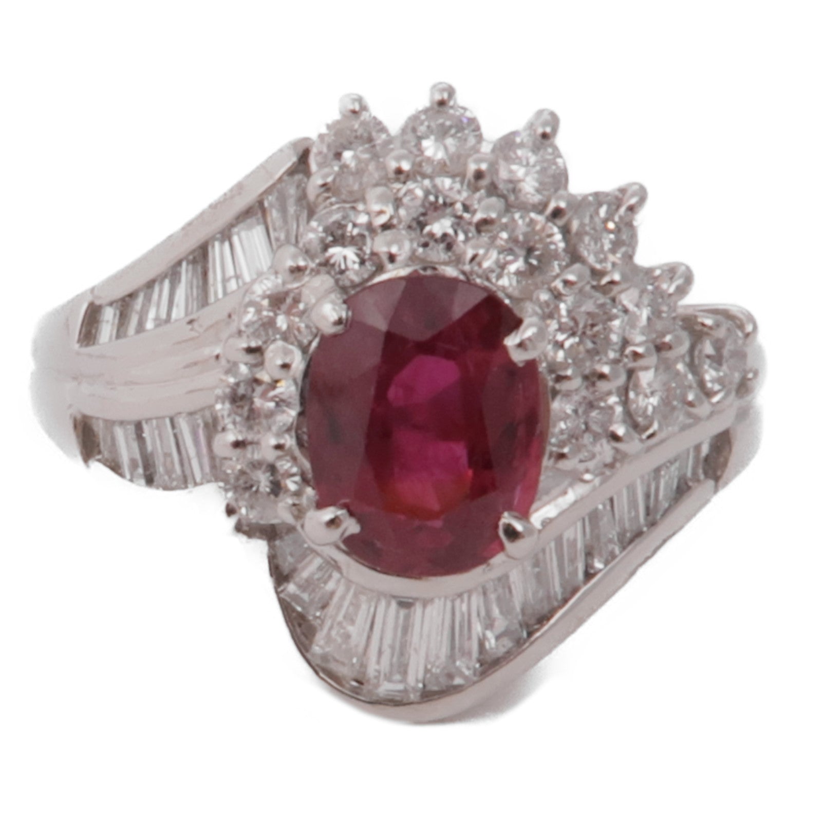 JEWELRY 【激減優惠】PT900鉑金Ruby Diamond Ring紅寶石/鑽石戒指US#4