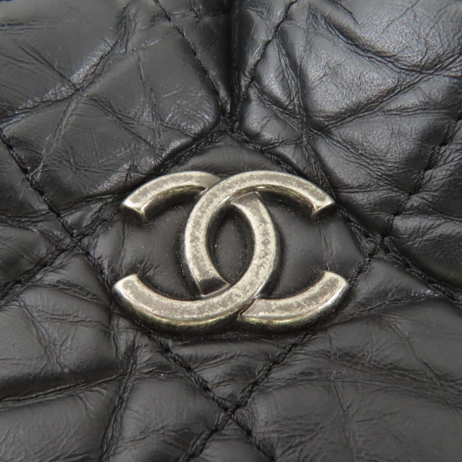 CHANEL 羊皮皮革Gabrielle Backpack銀扣/金扣鏈帶背包黑色