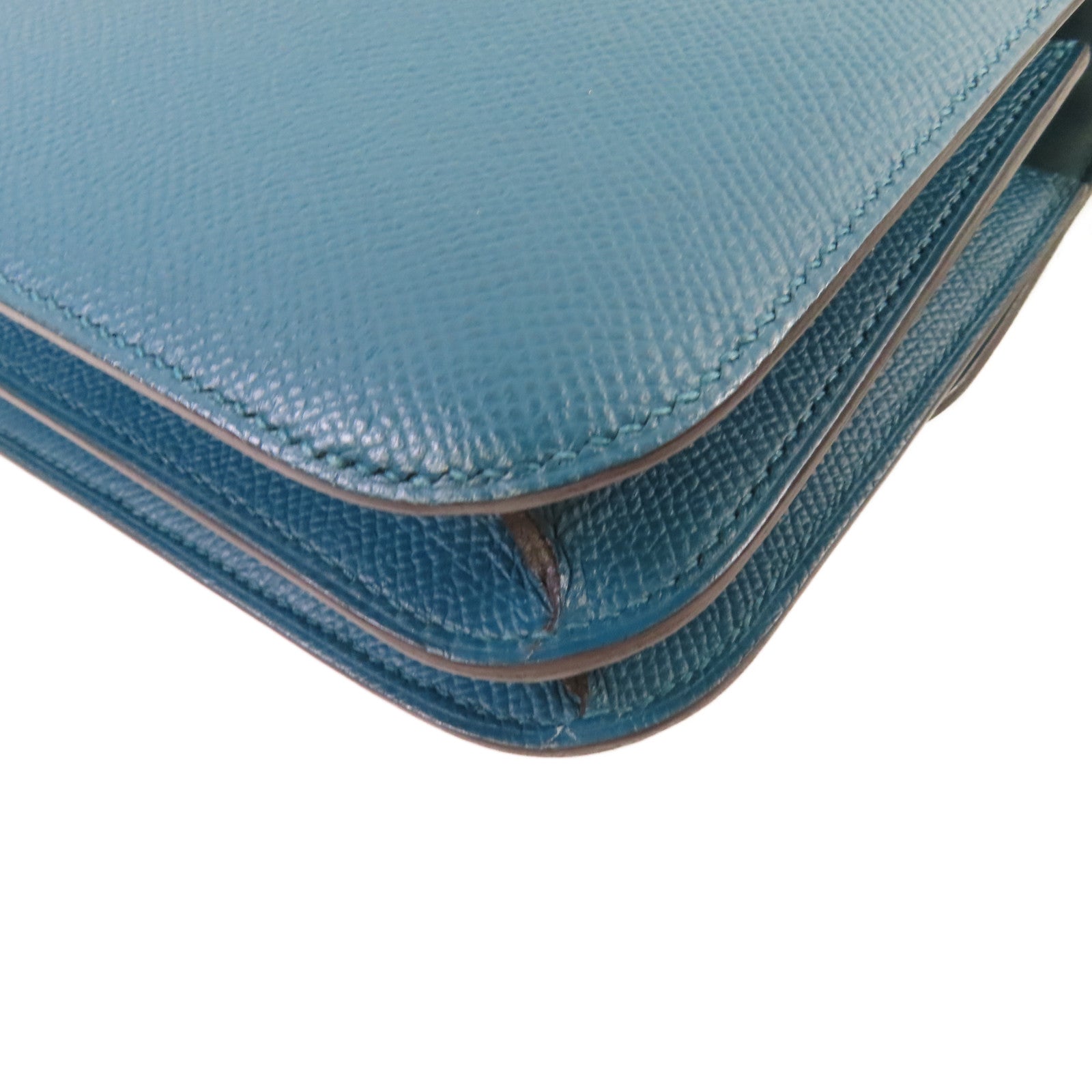 HERMES Epsomp皮革Constance Mini Shoulder Bag銀扣肩背袋Vert Bosphore/博斯普魯斯綠色