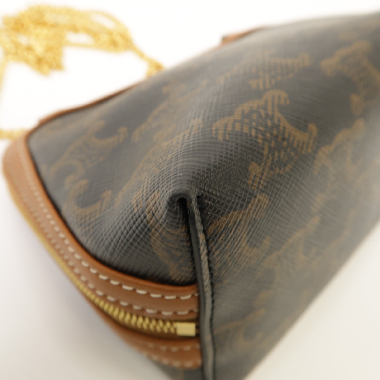 CELINE 塗層帆布Clutch With Chain金扣鏈帶肩背袋啡色
