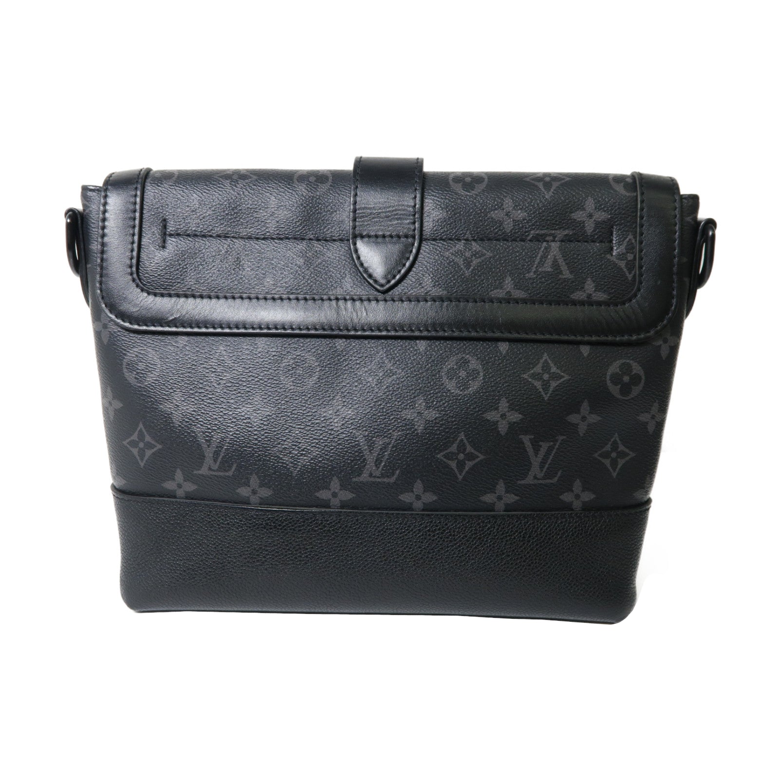 LOUIS VUITTON Monogram Eclipse Saumur Messenger肩背袋黑色