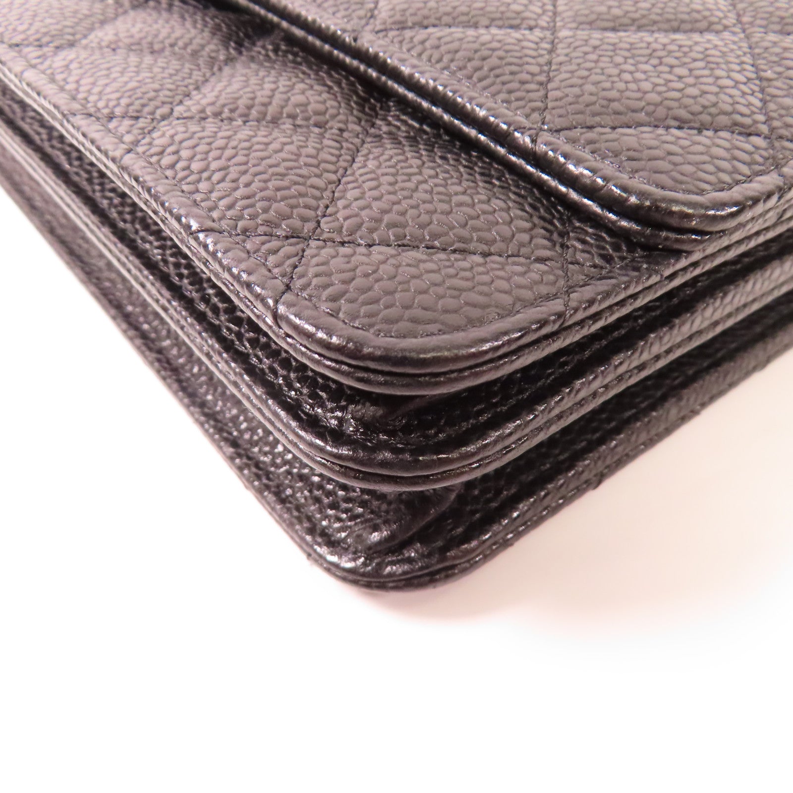 CHANEL 牛皮皮革Square WOC金扣鏈帶肩背袋