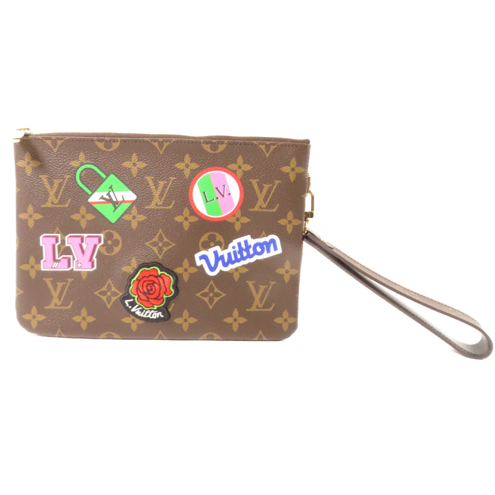 LOUIS VUITTON 【激減優惠】Monogram Patches City Clutch金扣手拿包啡色