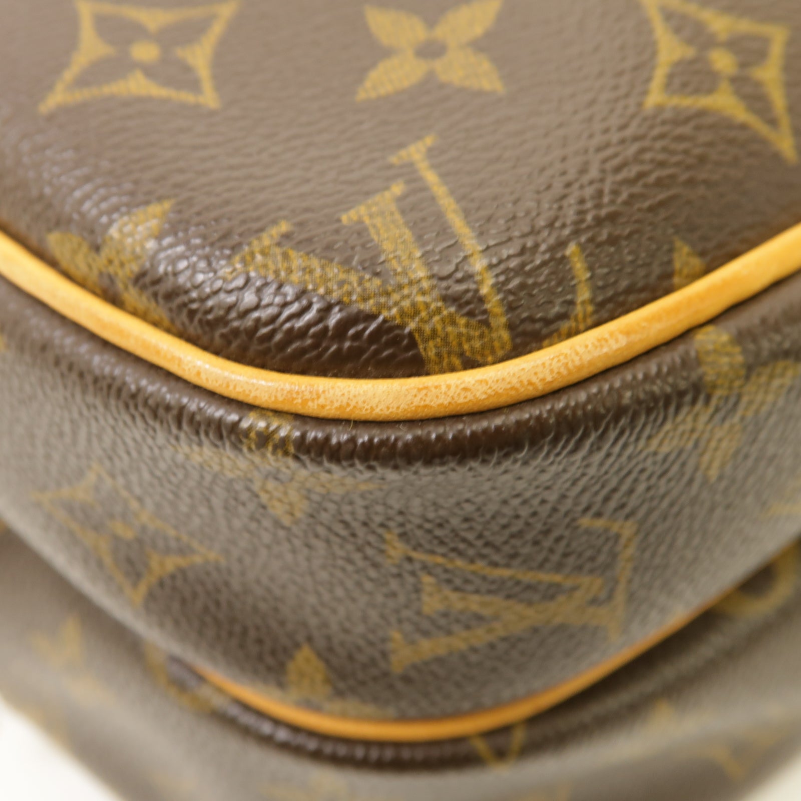 LOUIS VUITTON Monogram Reporter PM金扣肩背袋棕色