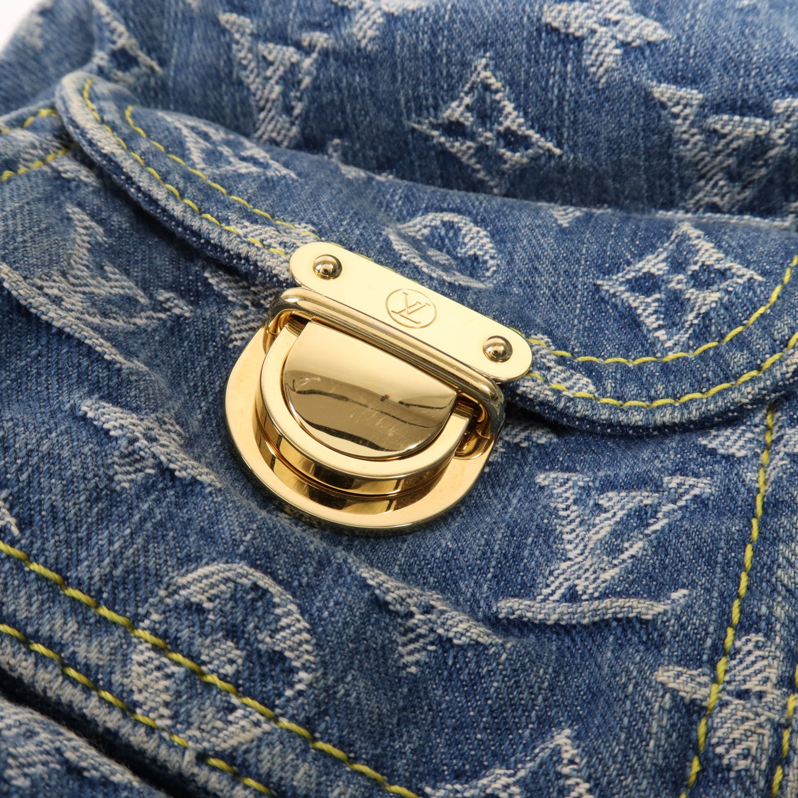 LOUIS VUITTON Monogram Denim Baggy GM金扣肩背袋