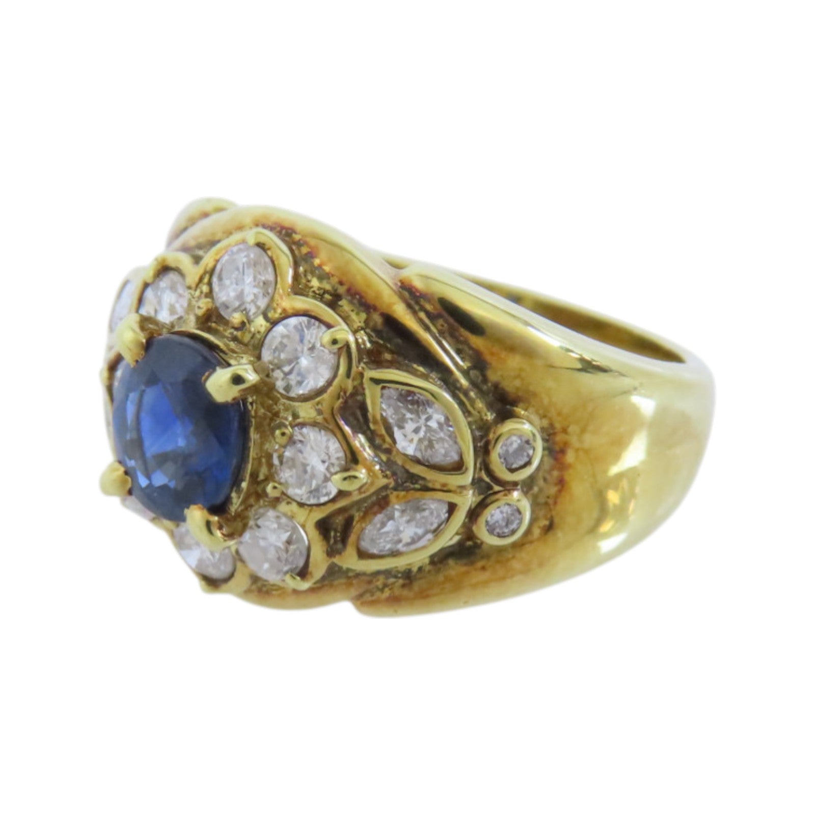 JEWELRY 【激減優惠】18K黃金Sapphire Diamond Ring藍寶石/鑽石戒指US#5.5