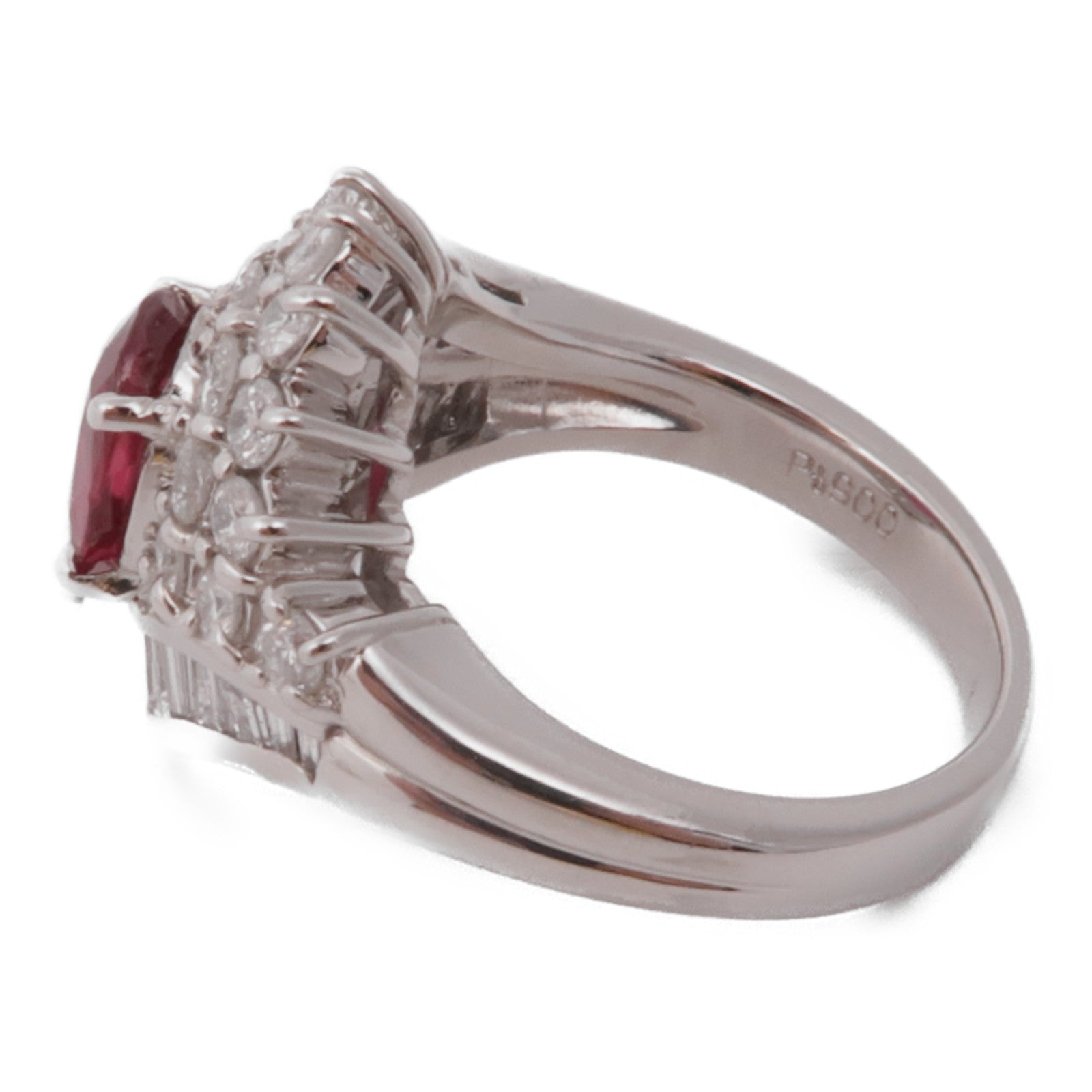 JEWELRY 【激減優惠】PT900鉑金Ruby Diamond Ring紅寶石/鑽石戒指US#4