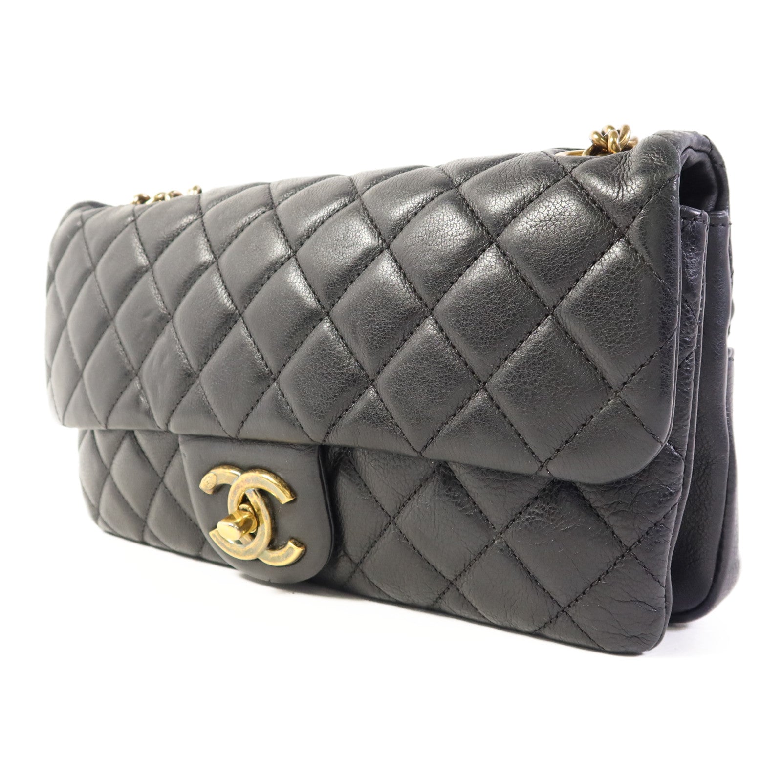 CHANEL 牛皮皮革Chain Shoulder Bag金扣鏈帶肩背袋