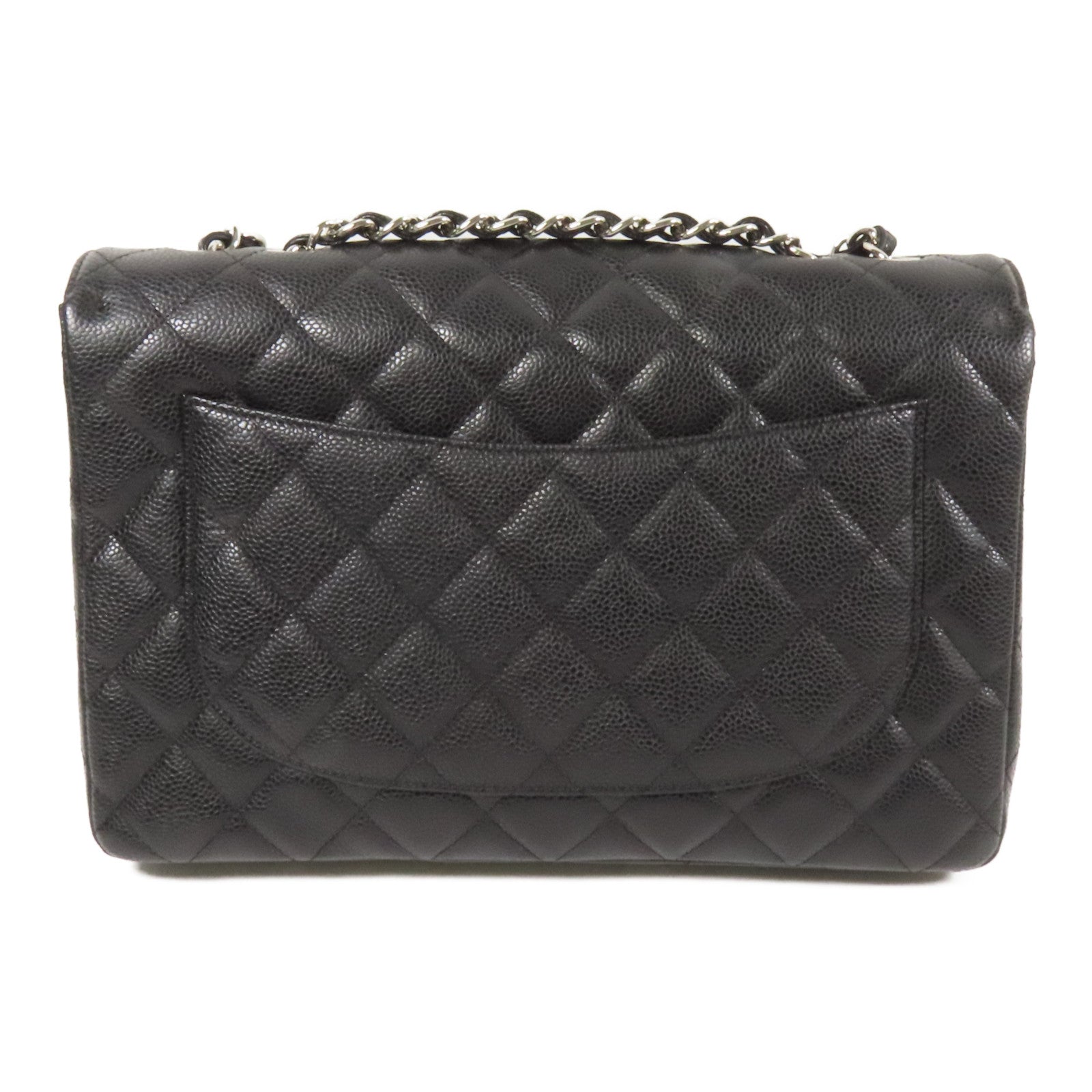 CHANEL 牛皮皮革Large Classic銀扣鏈帶肩背袋