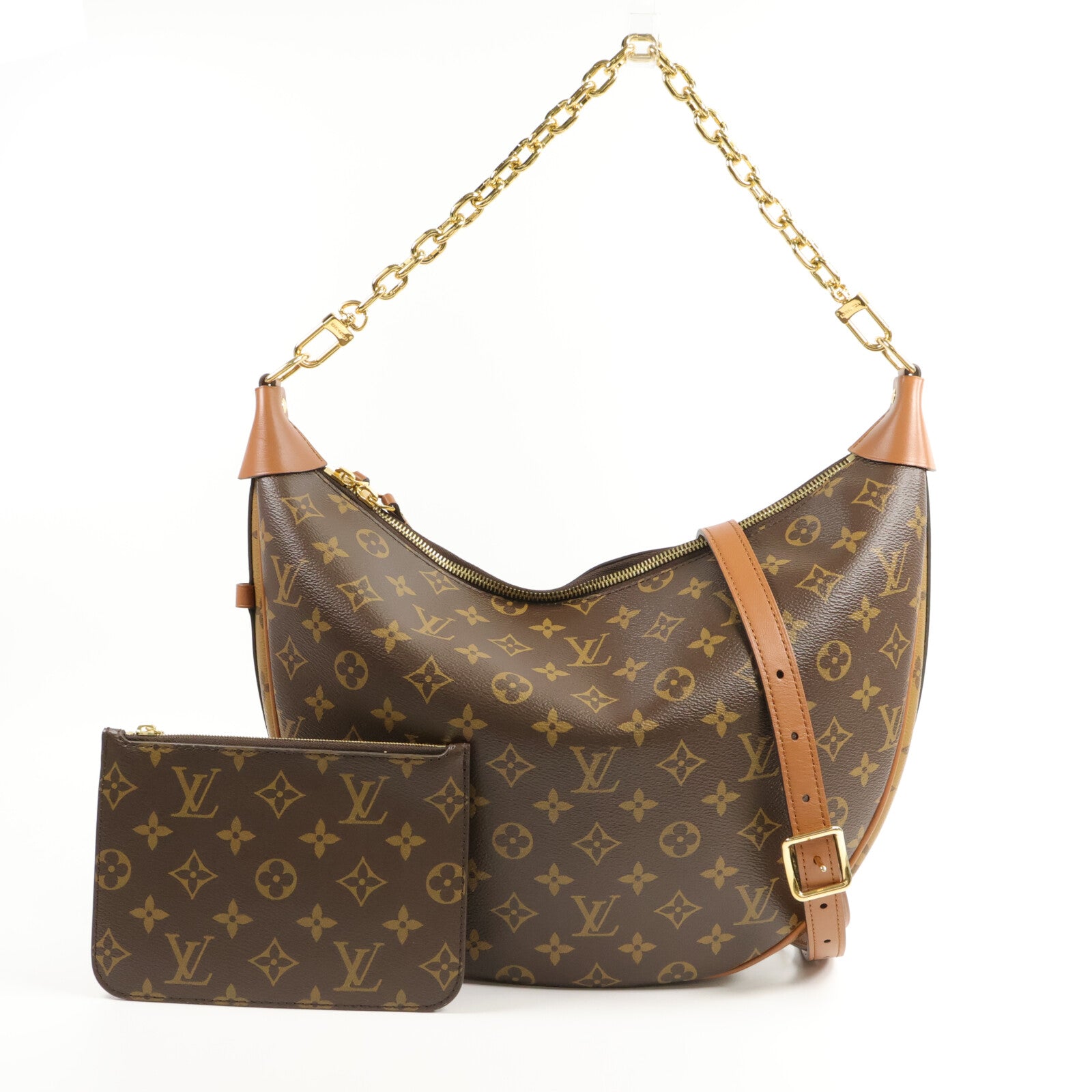 LOUIS VUITTON Monogram Reverse Loop Hobo鏈帶手挽肩背兩用袋