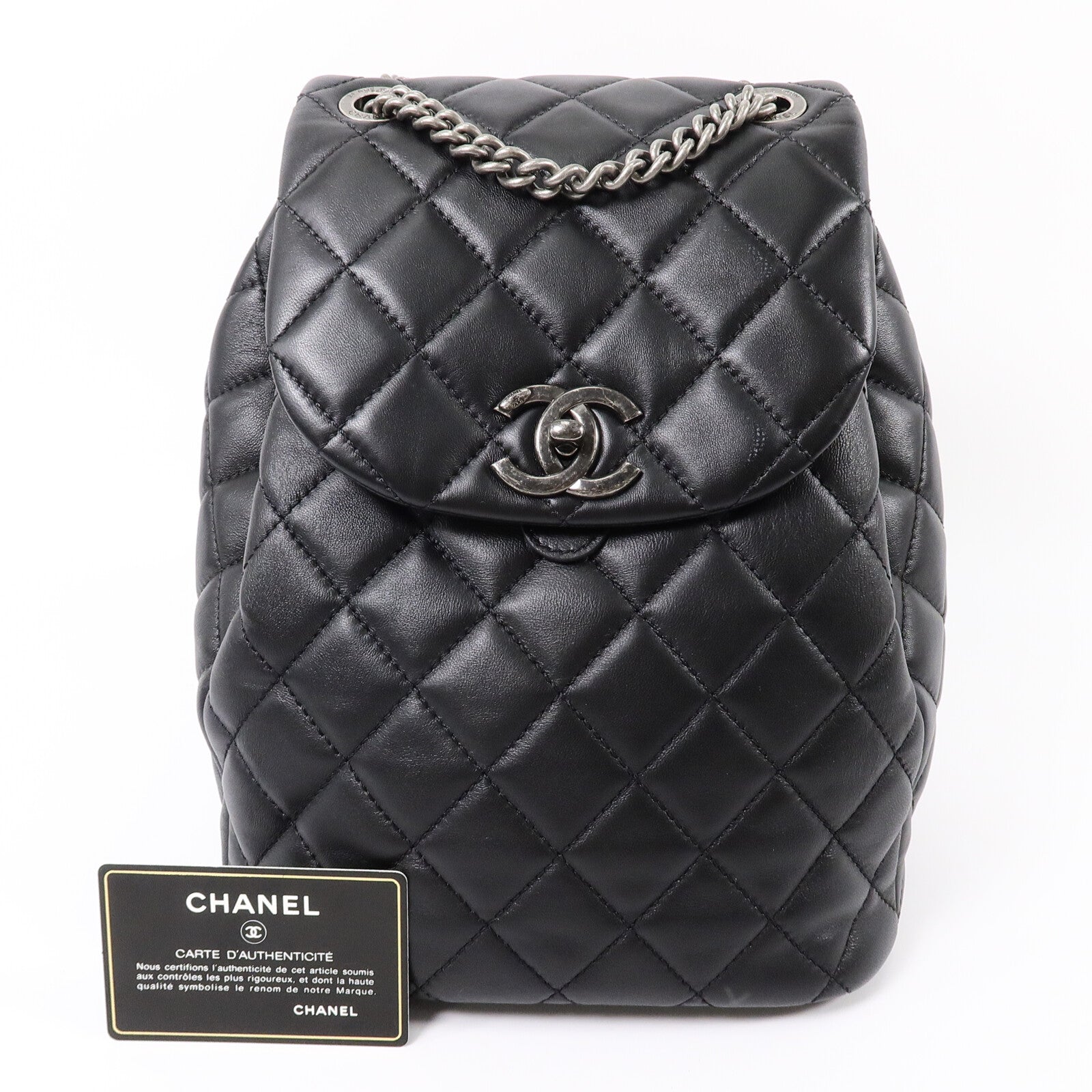 CHANEL 羊皮皮革Urban Spirit Backpack鏈帶背包