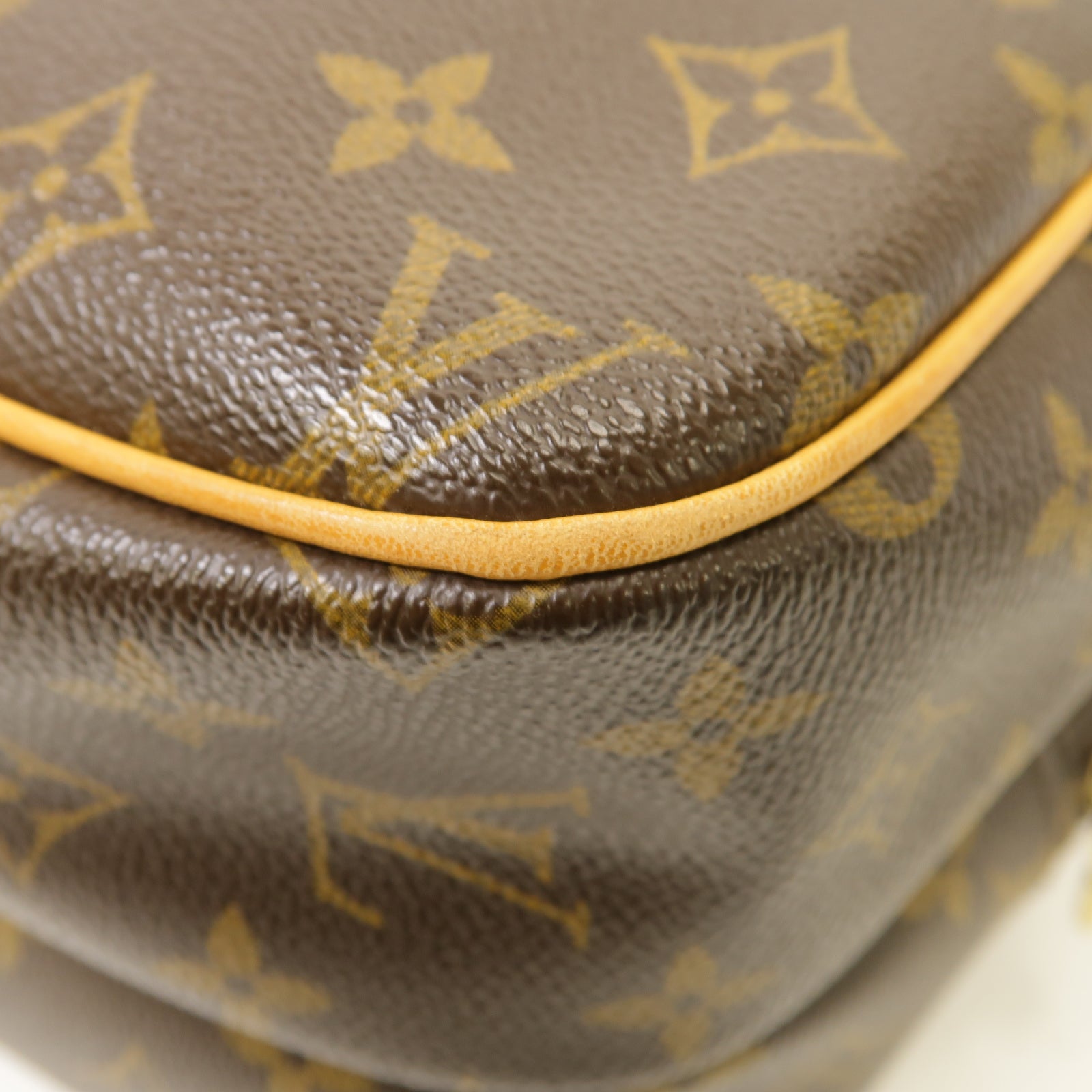 LOUIS VUITTON Monogram Reporter PM金扣肩背袋棕色