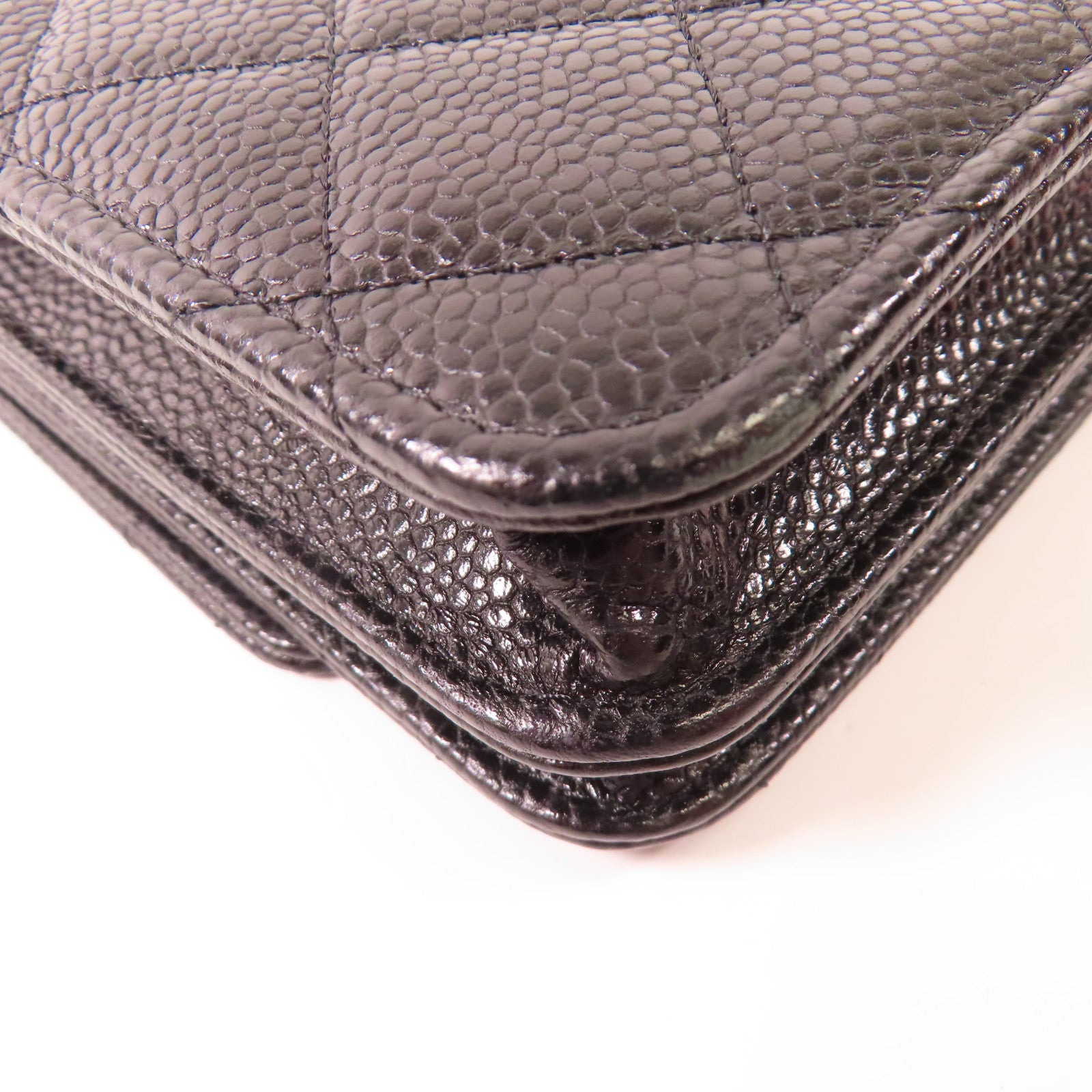 CHANEL 牛皮皮革Square WOC金扣鏈帶肩背袋