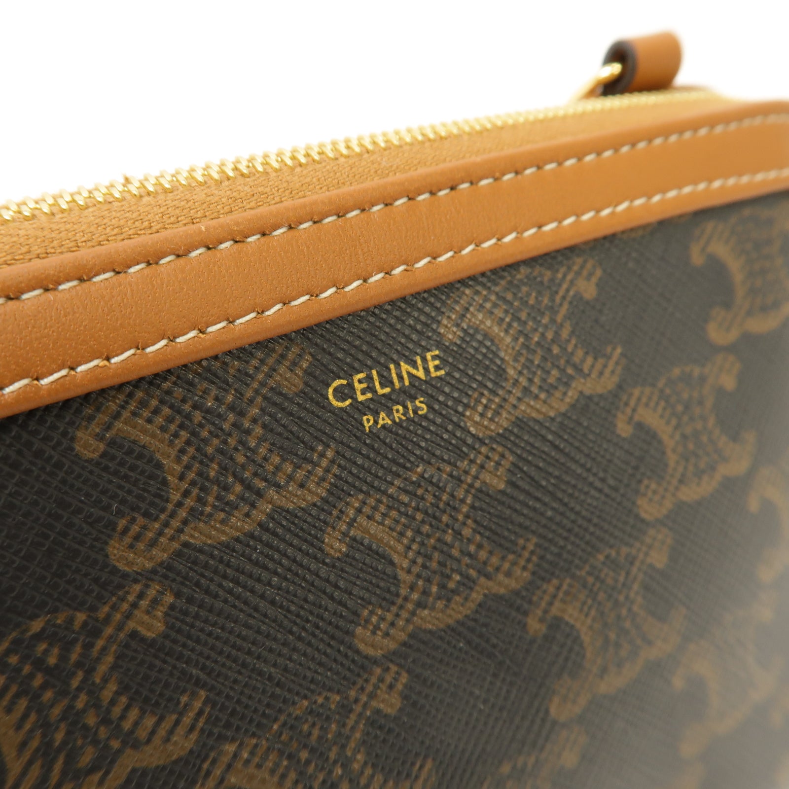 CELINE 塗層帆布Clutch With Chain金扣鏈帶肩背袋啡色