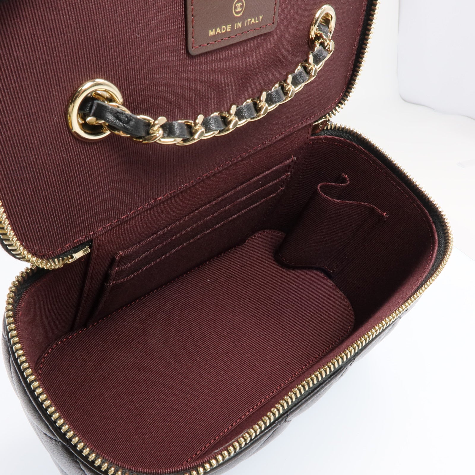 CHANEL 羊皮皮革Vanity Case金扣鏈帶肩背袋