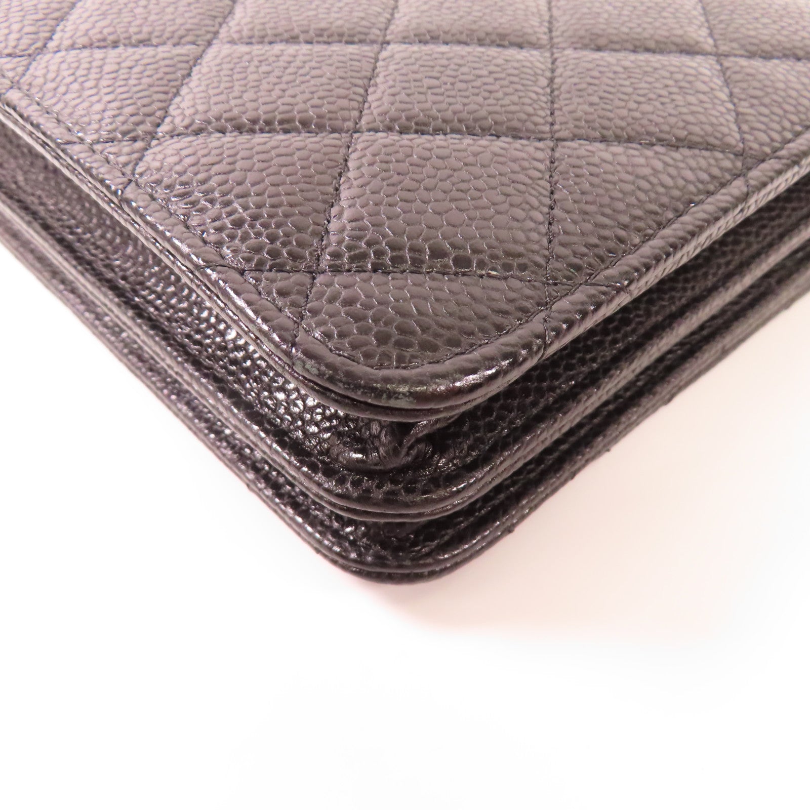 CHANEL 牛皮皮革Square WOC金扣鏈帶肩背袋