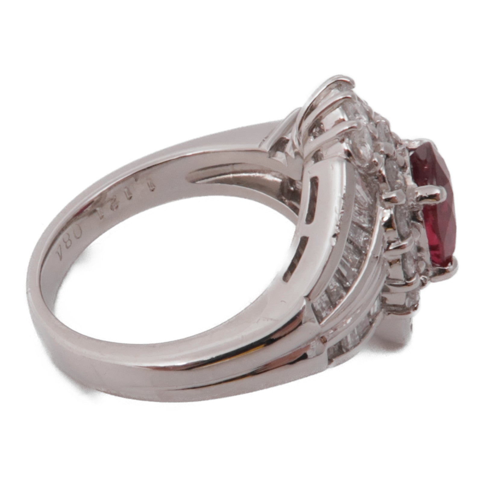 JEWELRY 【激減優惠】PT900鉑金Ruby Diamond Ring紅寶石/鑽石戒指US#4