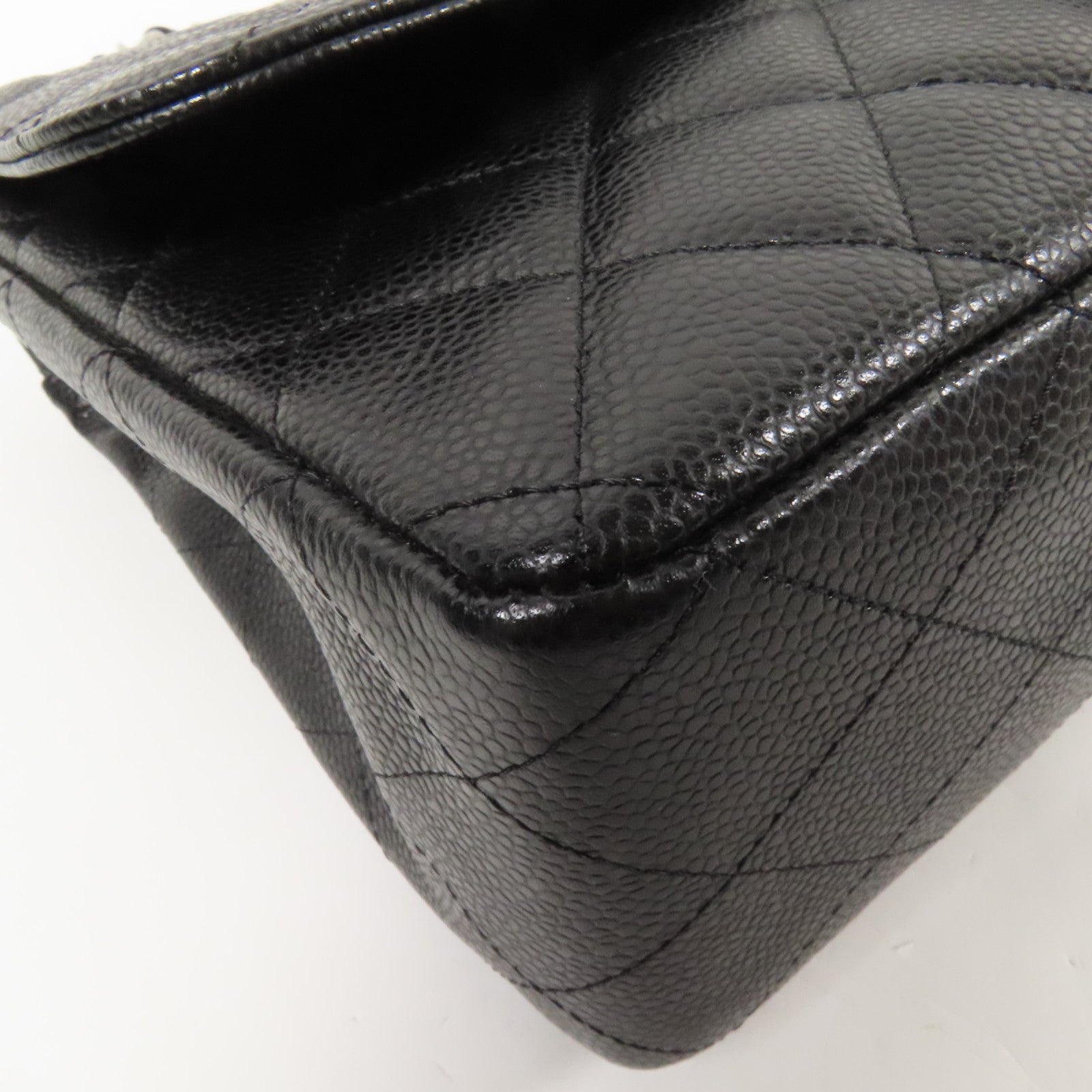 CHANEL 牛皮皮革Large Classic銀扣鏈帶肩背袋