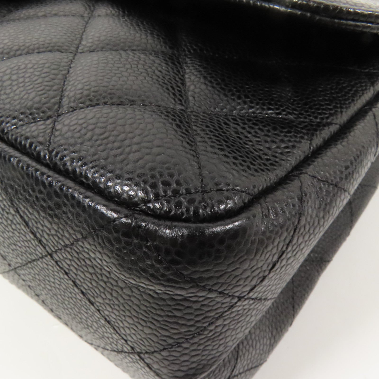 CHANEL 牛皮皮革Large Classic銀扣鏈帶肩背袋