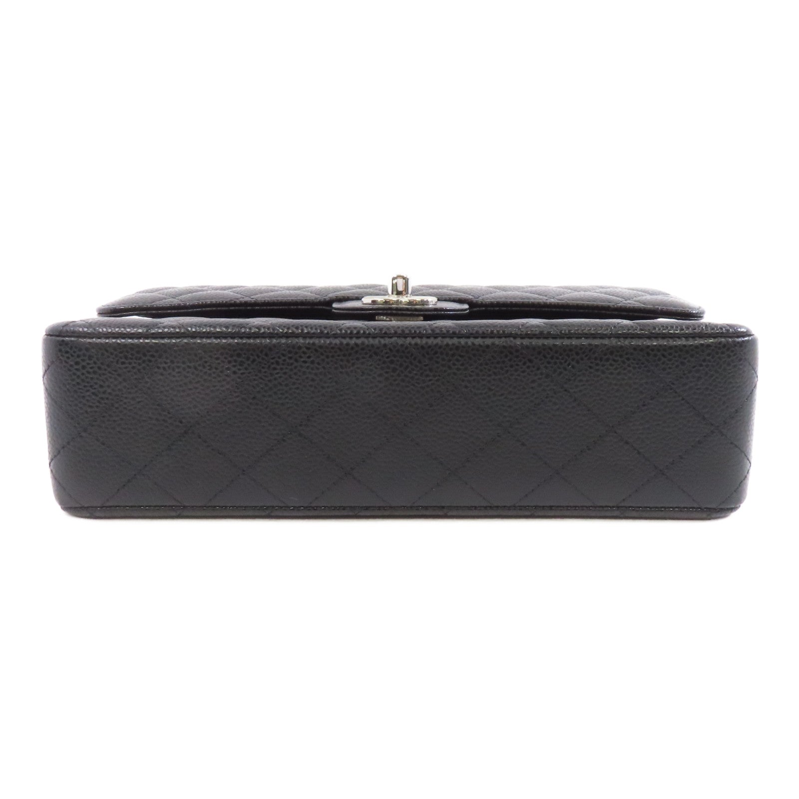 CHANEL 菱格牛皮皮革Classic 25銀扣鏈帶肩背袋黑色