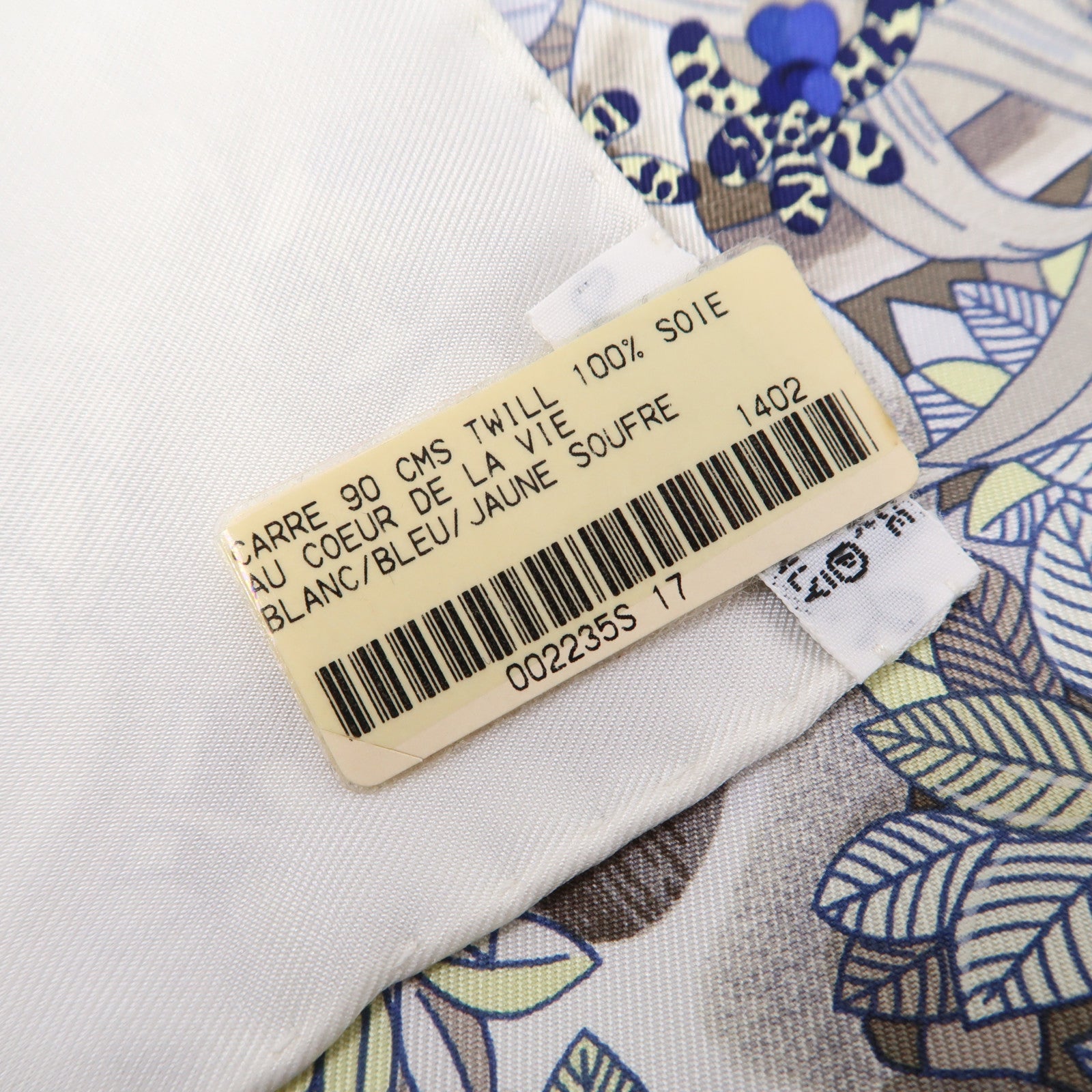 HERMES 【激減優惠】絲質Scarf 90x90絲巾白色/淺藍色