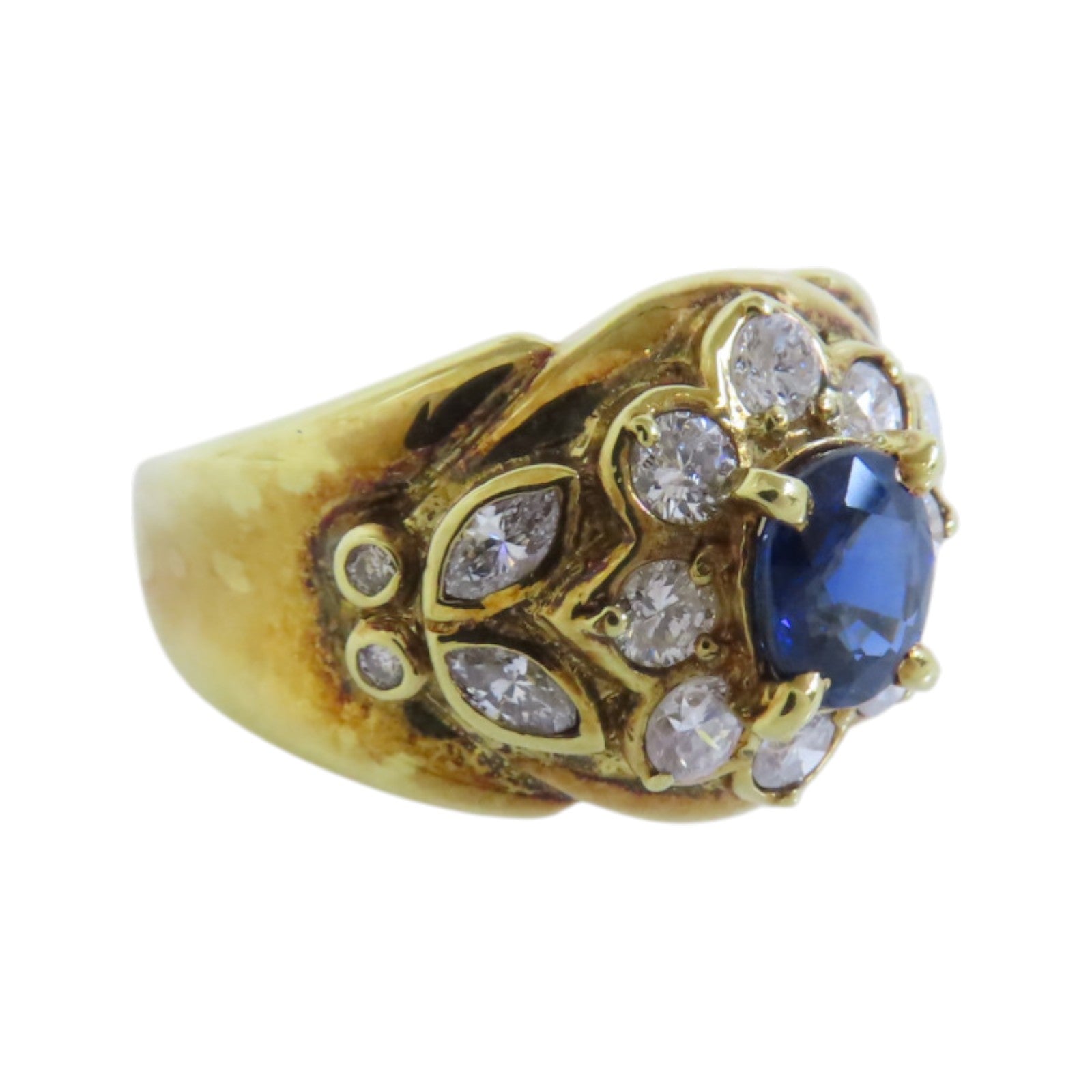JEWELRY 【激減優惠】18K黃金Sapphire Diamond Ring藍寶石/鑽石戒指US#5.5
