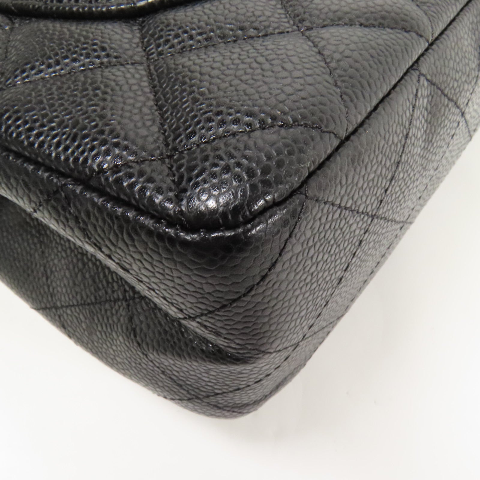 CHANEL 牛皮皮革Large Classic銀扣鏈帶肩背袋