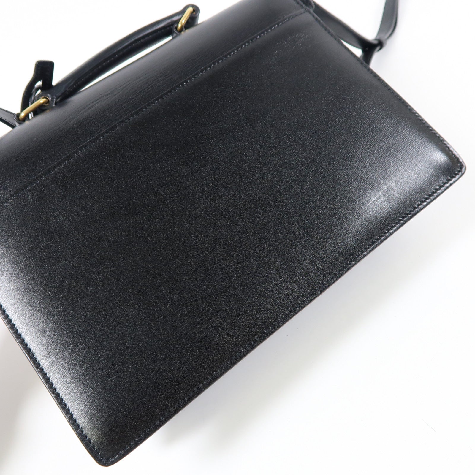 SAINT LAURENT 牛皮皮革Shoulder Bag金扣手挽肩背兩用袋黑色
