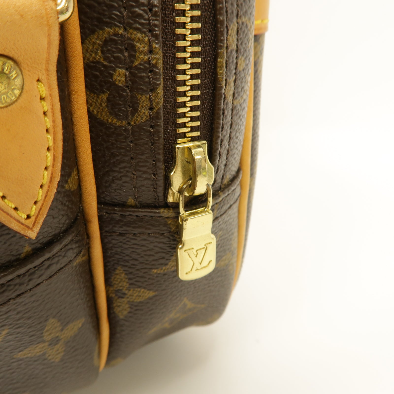 LOUIS VUITTON Monogram Reporter PM金扣肩背袋棕色