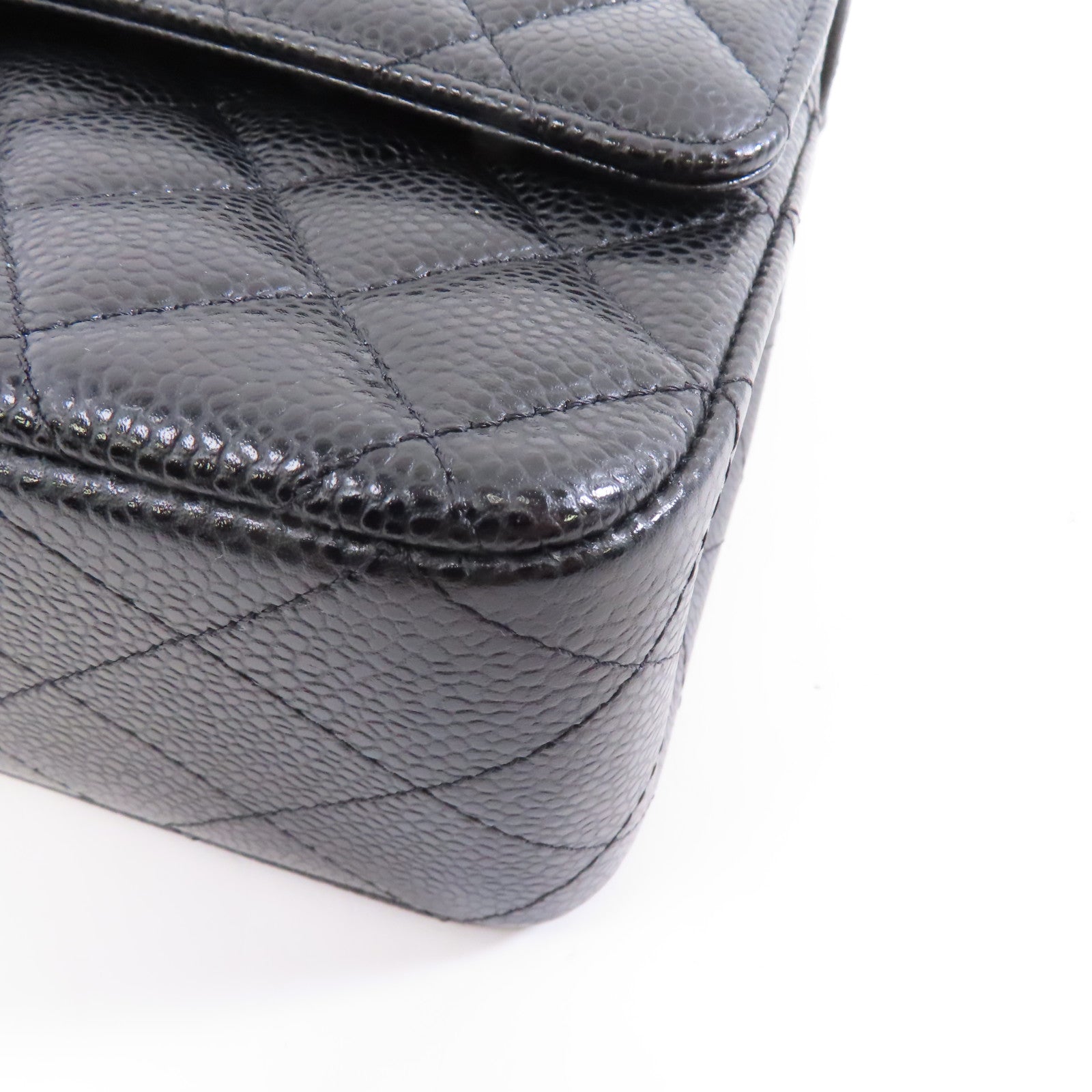 CHANEL 菱格牛皮皮革Classic 25銀扣鏈帶肩背袋黑色